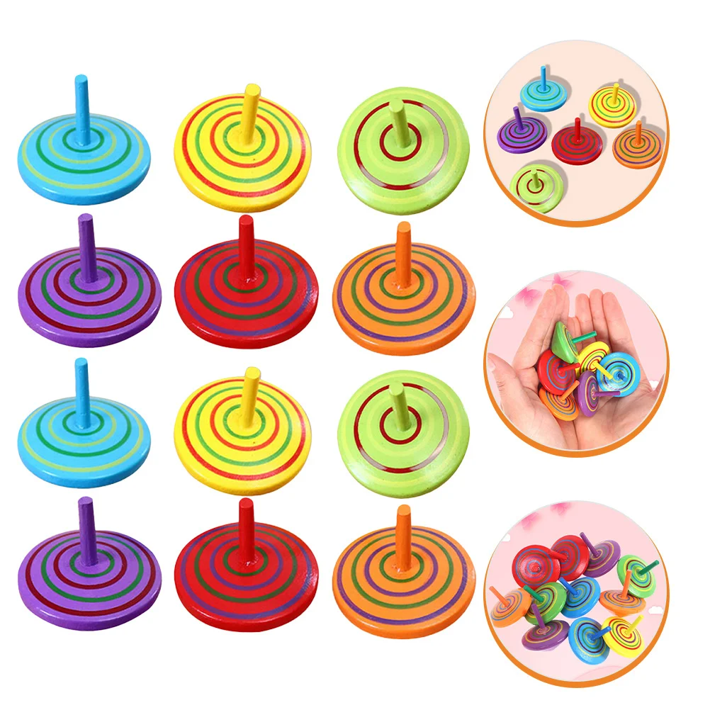 

20 Pcs Tabk Tops Wooden Kids Toys Interesting Gyro Children Supply Puzzle Rotating Small Baby