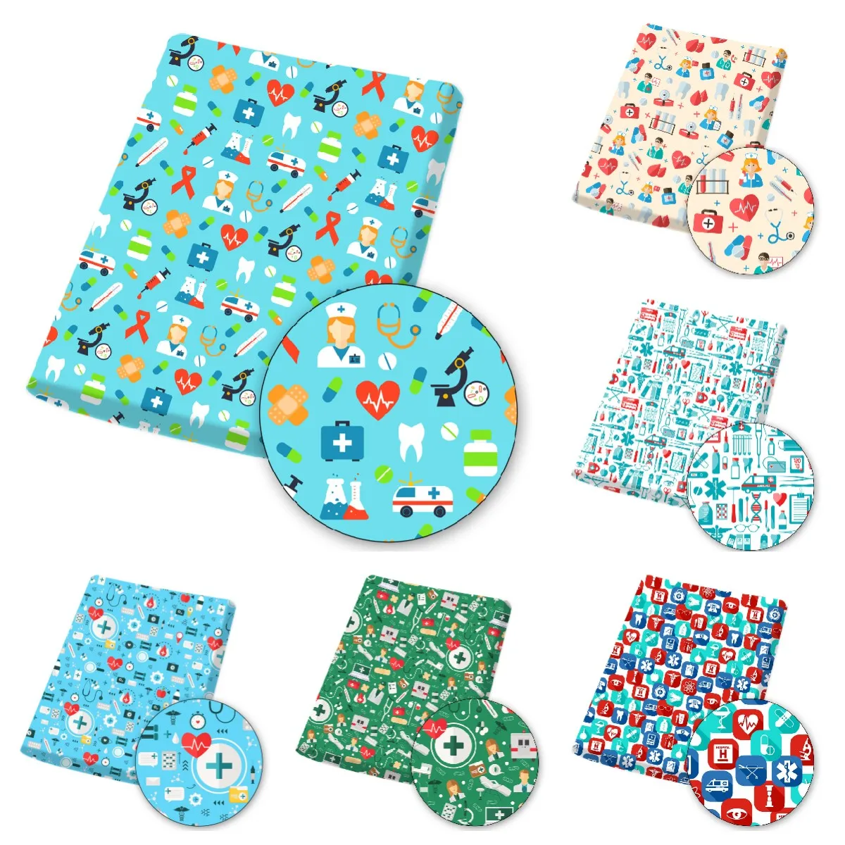 

Medical and Health Topics Red Cross Doctor Patterns Polyester Cotton Fabrics By The Meter Fabric Sewing Fabrics for DIY Crafts