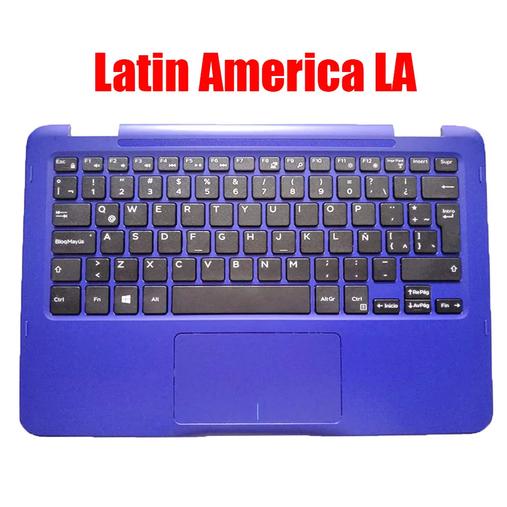 

Latin America LA Laptop Palmrest For DELL For Inspiron 11 3168 3169 07C1R1 7C1R1 0R52NT R52NT 460.06Q09.0004 Blue With Keyboard