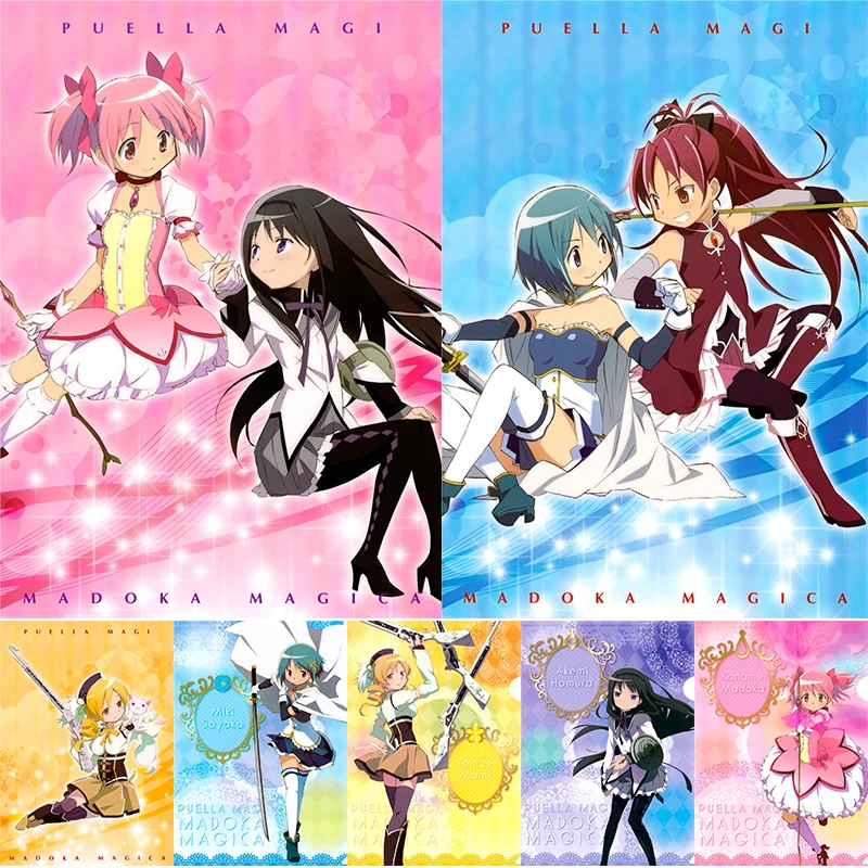 Винтажный постер из крафт-бумаги Puella Magi Madoka Magica японские девушки аниме наклейка