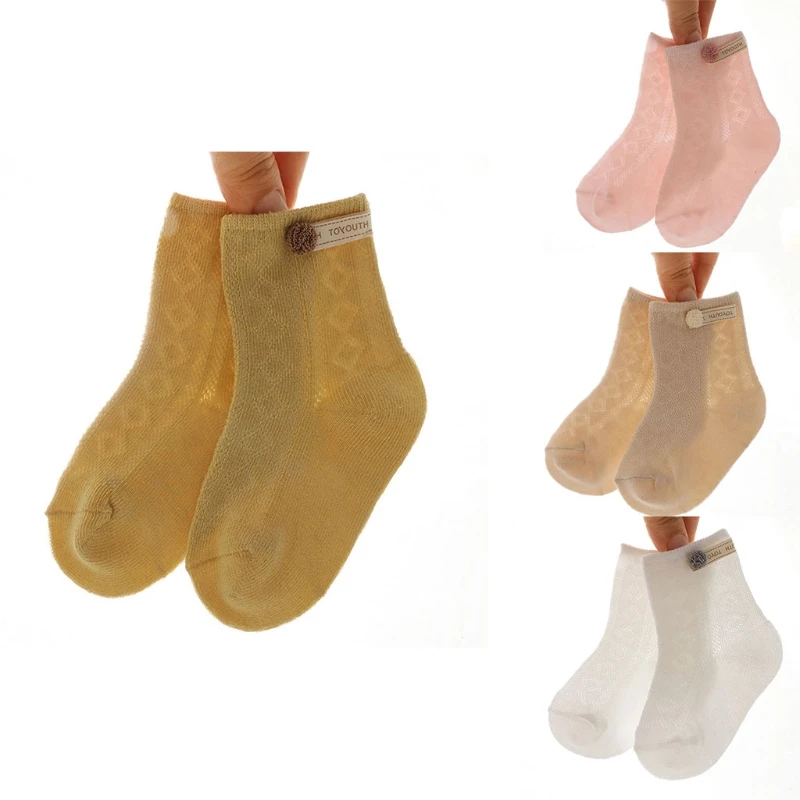 

Toddler Newborn Summer Mesh Thin Ankle Socks Solid Color Hollow Out Crochet Lace Breathable Cotton Infant Baby Hosiery
