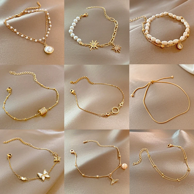 Нержавеющая сталь 2022 Модные жемчужные украшения Многоэлементные 2-слойные буквы