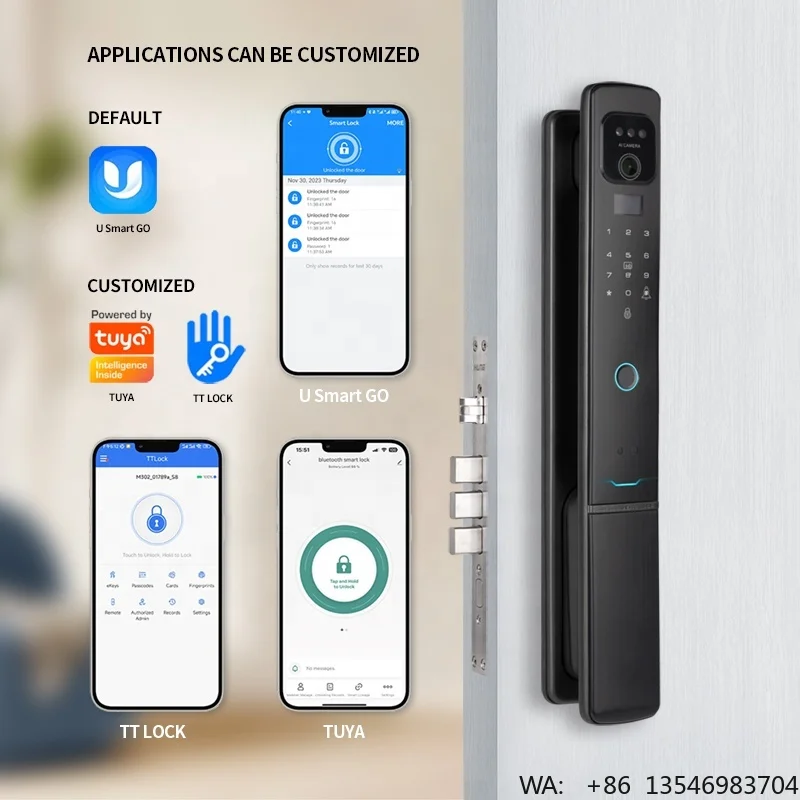 Фото Умный дверной замок OYO Intelligent Israel Locks Tuya Smart с распознаванием отпечатков пальцев и лиц, электронный смарт-замок для дверей №2