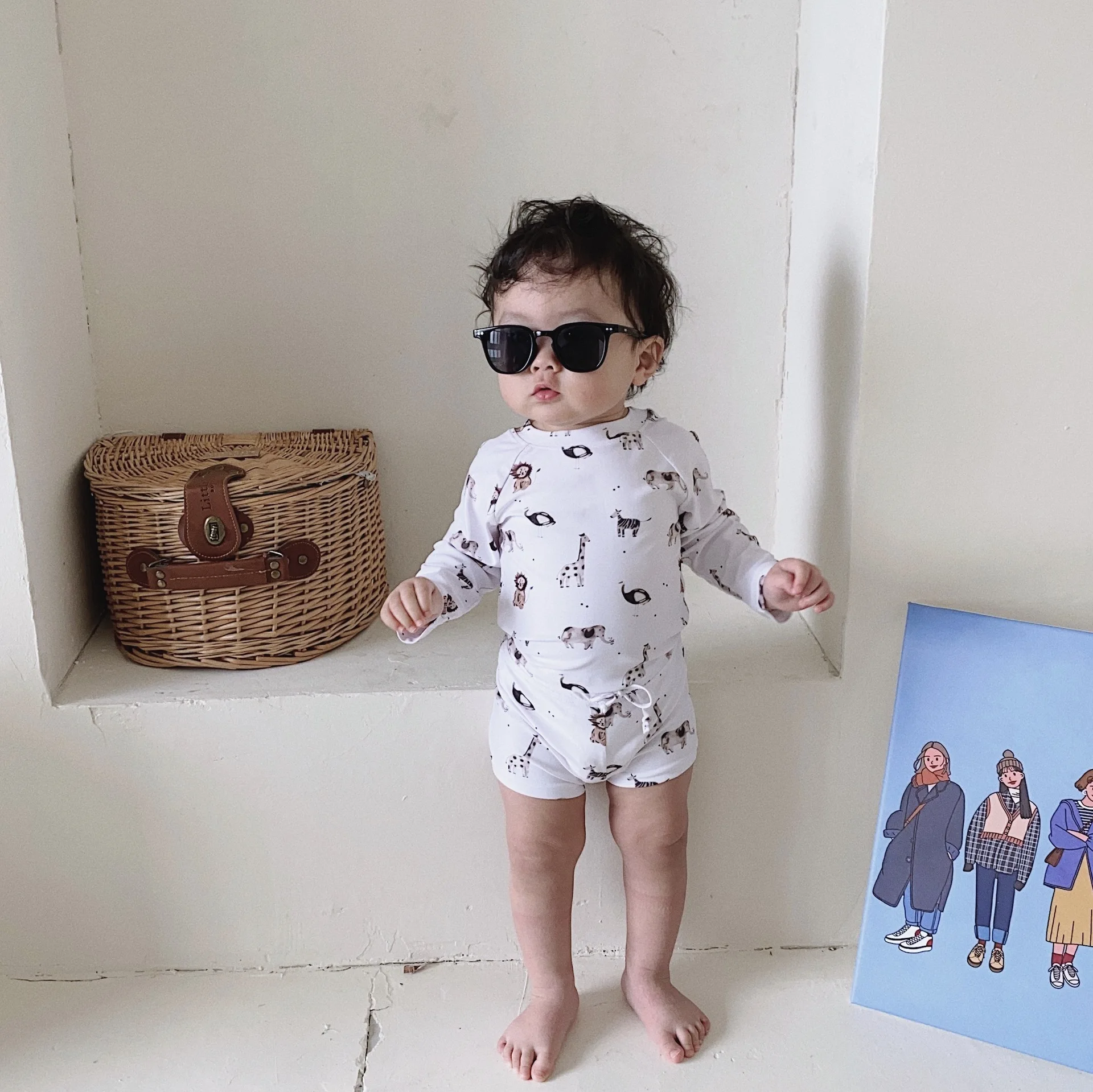 Children's Swimsuit 2022 Summer Cartoon Sunscreen Boy's Split Swimsuit Swimming Trunks Three-Piece Swimsuit Children's Clothing
