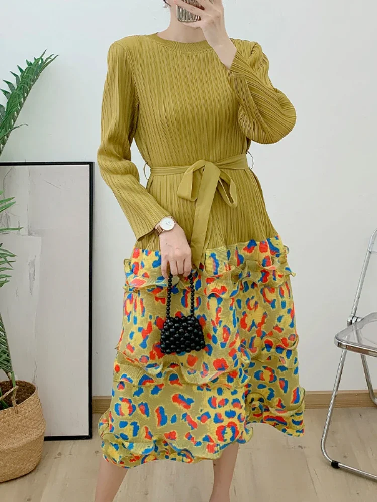 EGRM летнее повседневное плиссированное платье с оборками по краям модное круглым