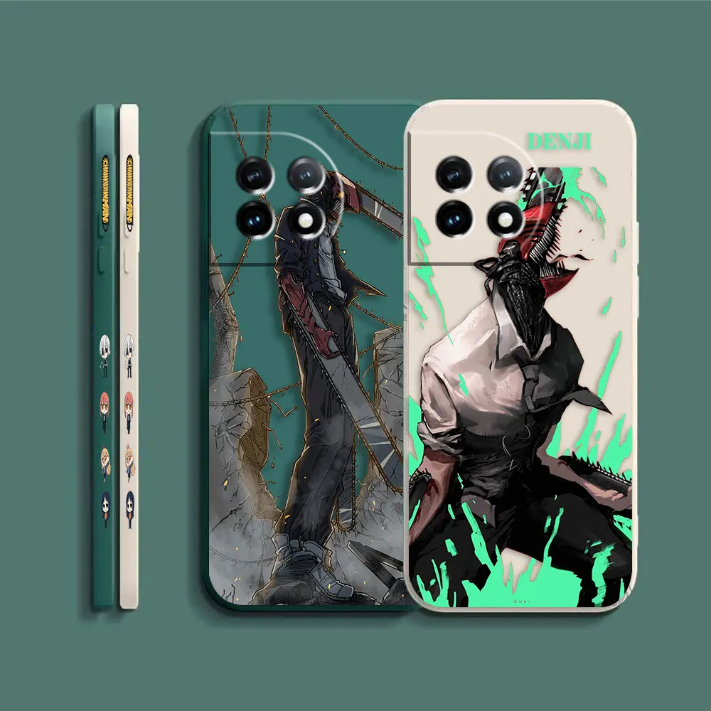 Japanese Anime Chainsaw Man Case For Oneplus 11 10 9 9R 9RT 8 8T 7 7T ACE 2 2V NORD CE 2 Pro Colour Liquid Case Funda Shell Capa