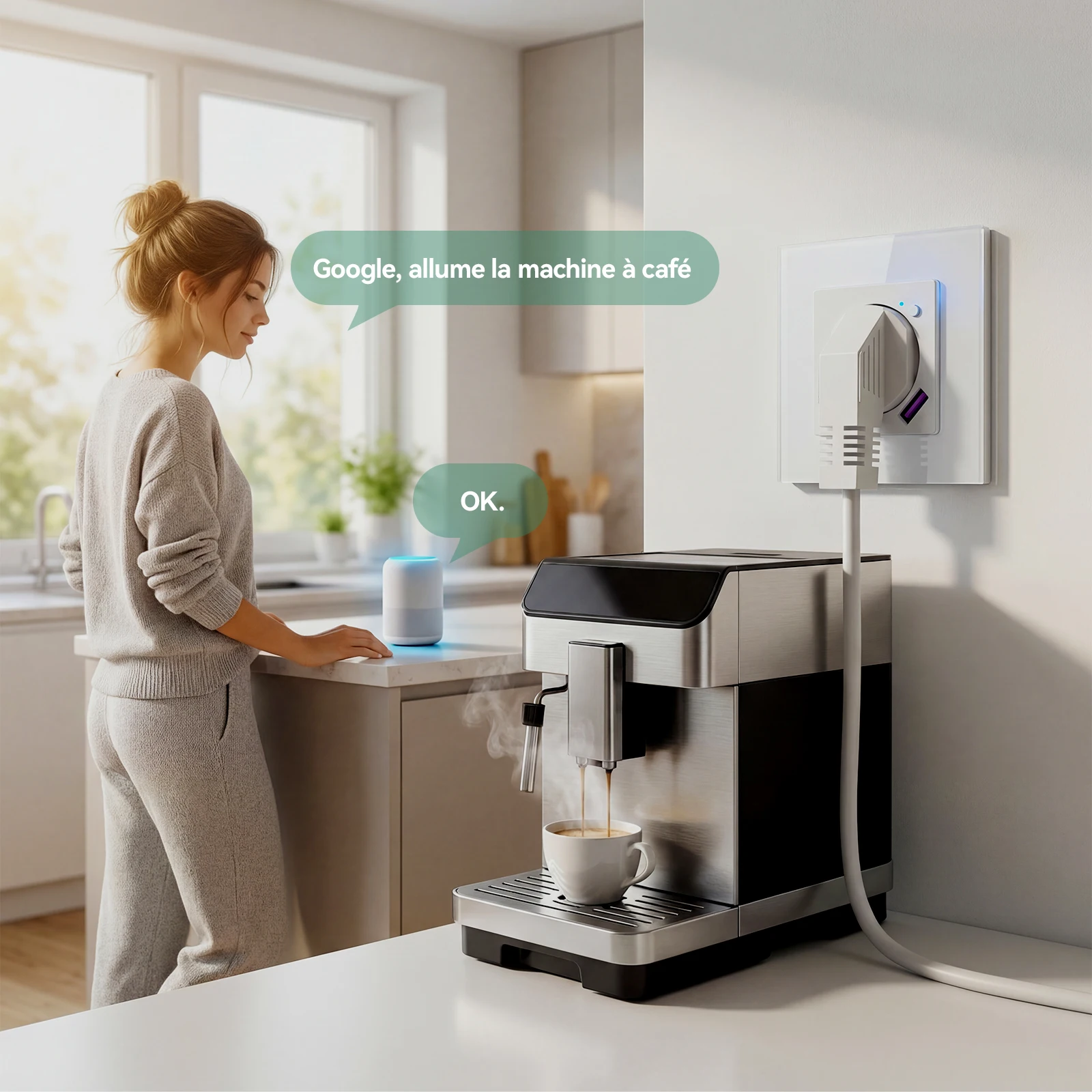 Фото Умные розетки BSEED Zigbee FR с мониторингом энергопотребления, 16А, настенные, с быстрой зарядкой USB Type-C, для Tuya, Google, Alexa, Alice №4