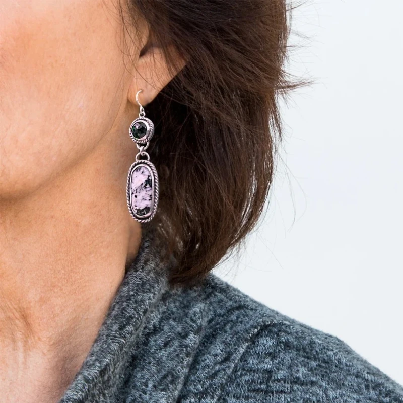 

New Fashion Antique Silver White Turquoise Earrings Creative Oval Exaggerated Earrings for Women Wholesale Party Jewelry