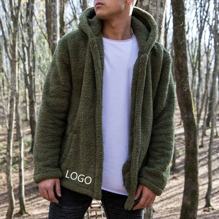 

Осенне-зимний мужской фланелевый свитер с капюшоном, Мужская Фланелевая рубашка на молнии, модная двухсторонняя флисовая куртка, уличная о...