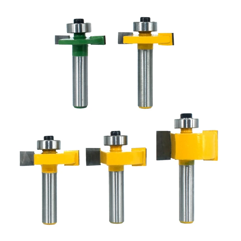 

5Pcs 8Mm Shank T Slot Router Bit With Bearing Wood Slotting Milling Cutter T Type Rabbeting Woodwork Tools For Wood