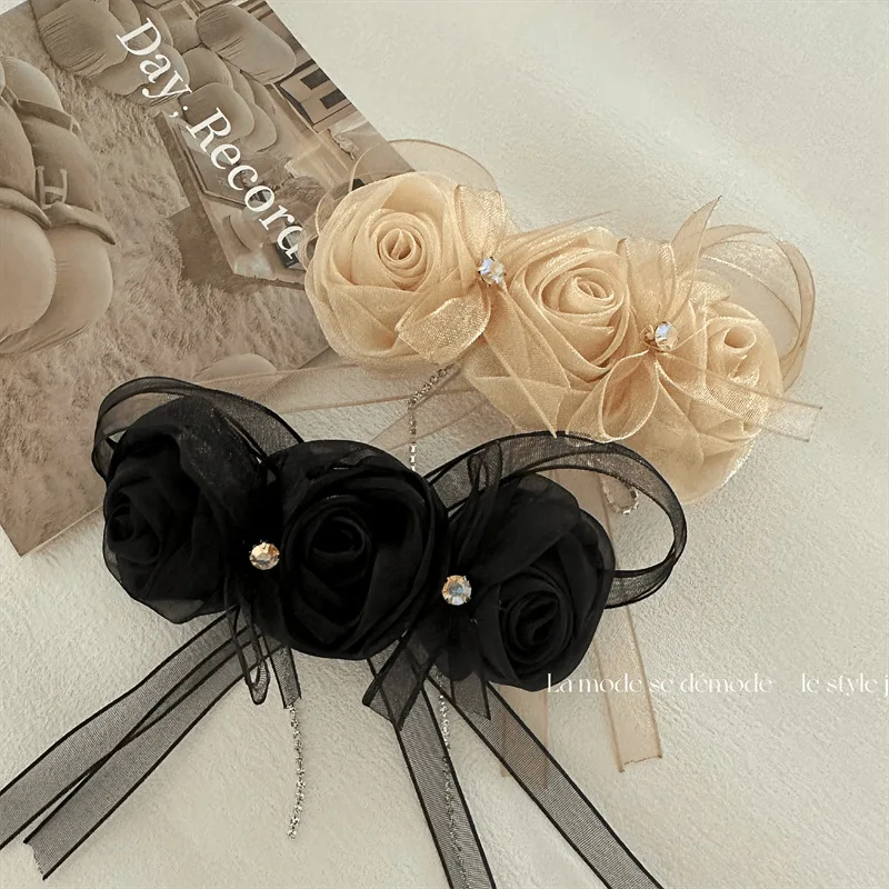 

Spring Romantic Rose Vintage Bow Barrettes Women's Back of the head Headwear Spring Clip Hairpin Hair Accessories