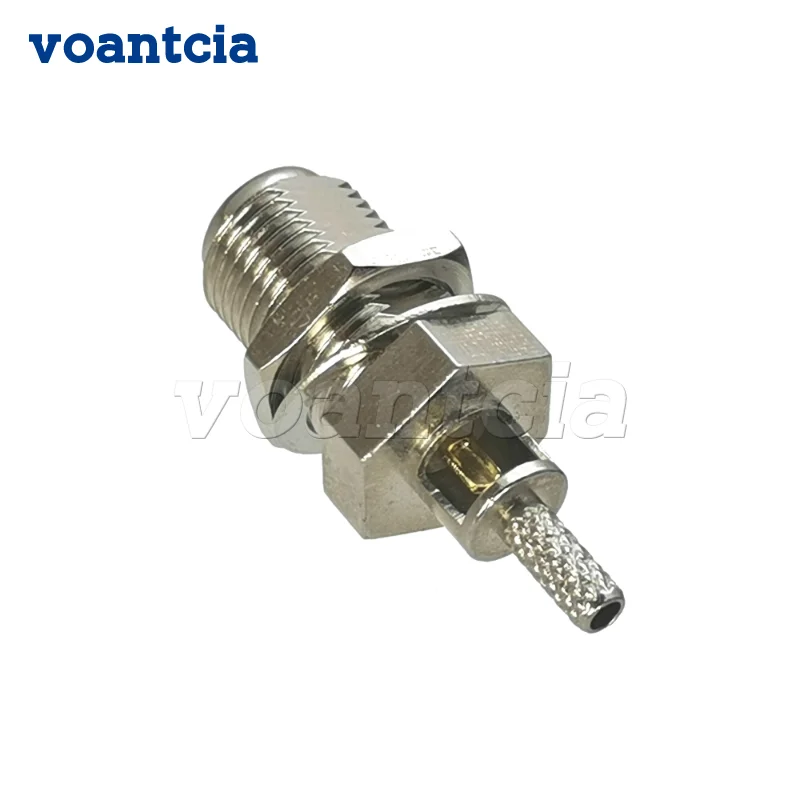 

10pcs Connector F TV Jack Female Bulkhead Nut Crimp For RG174 RG316 LMR100 Cable Straight RF Coaxial Adapter 50ohm Wire Terminal