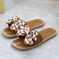 women slippers women color bow word slippers women fashion breathable flat shoes women outer wear sandals and slippers 2022 new