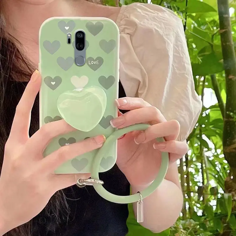 

Suitable For Lg G7 Phone Case, Anti Drop ProtectiveCase Green Bracelet Style Protective Shell with Bracket