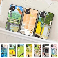 toplbpcs cartoon animal cat scenery phone case for iphone 11 12 13 mini pro max 8 7 6 6s plus x 5 se 2020 xr xs funda case