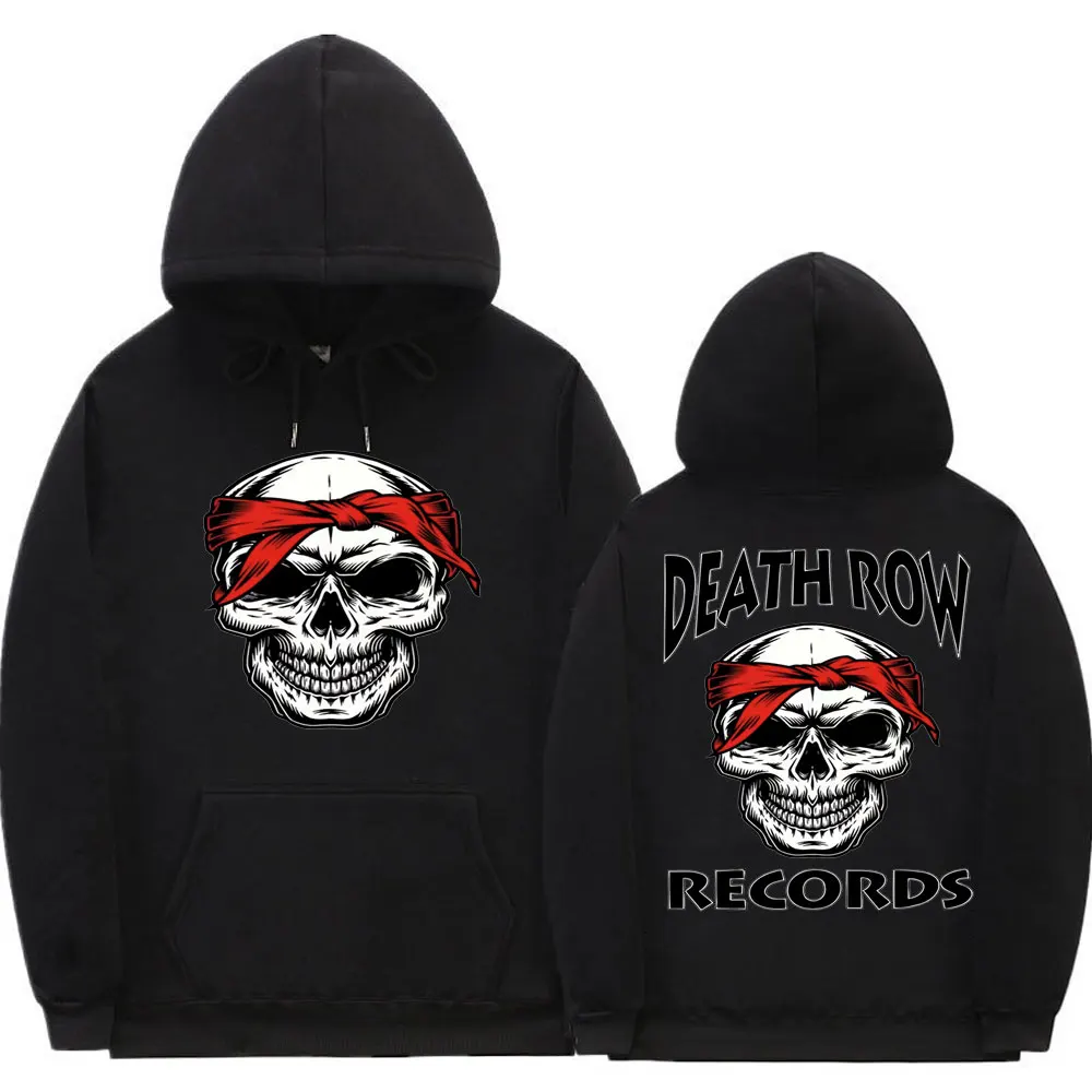 

Vintage Death Row Records Double Sided Print Hoodie Skull Skeleton Sweatshirt Quality Tupac 2Pac Streetwear Men Hip Hop Hoodies