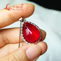 25ct 1520mm s925 silver fashion luxury pear shape with inclusions artificial red ruby jewelry for pendant necklace