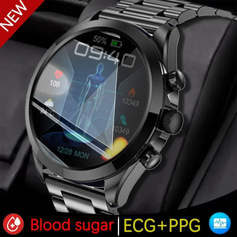 

2023 New Men's Smart Watch ECG Talk Watch Non-invasive Blood Glucose Blood Oxygen Heart Rate PTT Waterproof ECG Health Watch