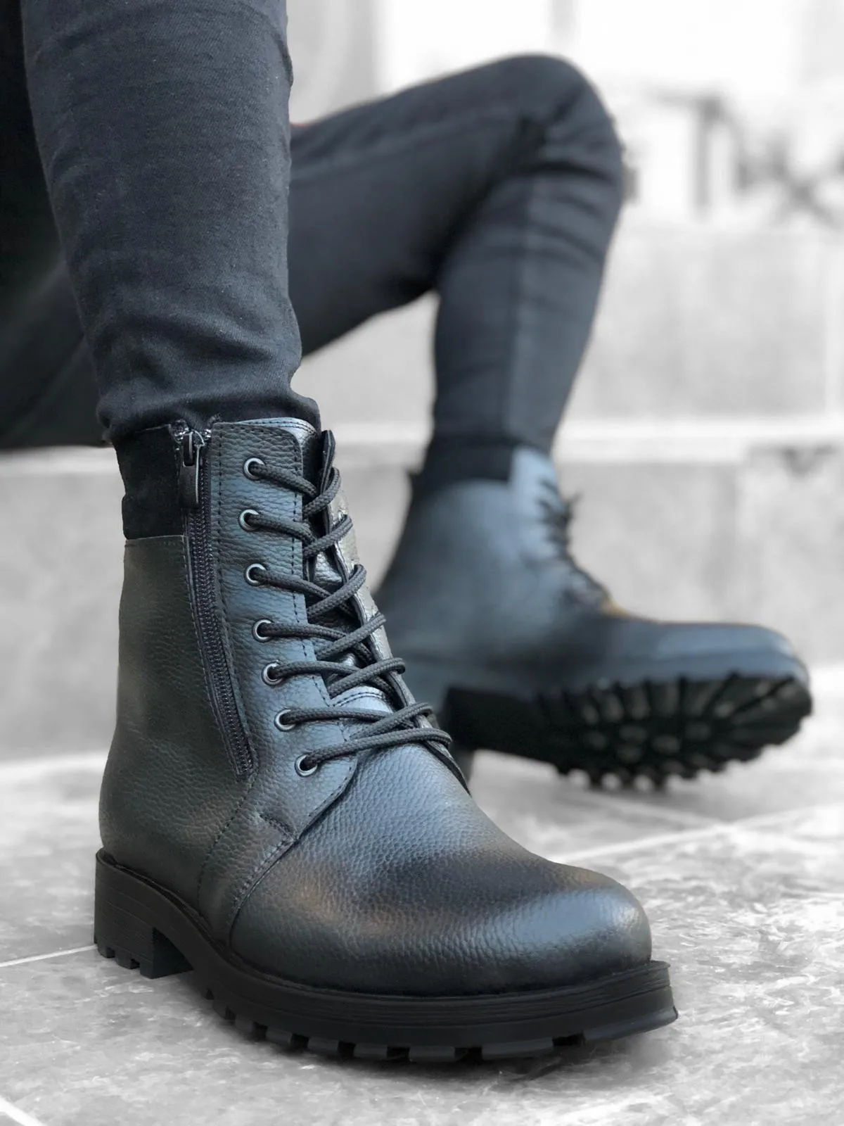 

57 men's winter Boots Waterproof Lace-up Black men's Casual shoes men's winter Shoes Orthopedic Shoes Military Boots