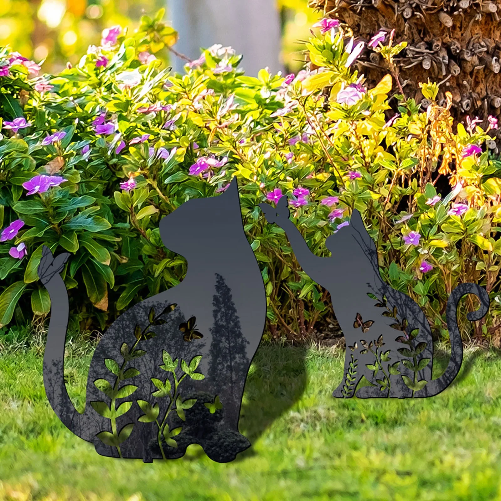 

Solar Powe Address Sign Poultry Decoration Yard Floor Insert Butterfly Cat Decoration Yard Decoration Acrylic Double Sided