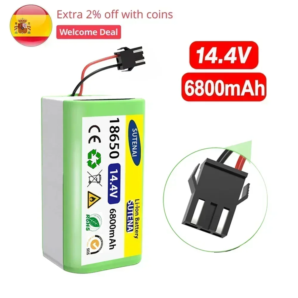 Литий-ионный аккумулятор 14 4 В 6 8 Ач для Cecotec Conga Excellence 950 990 1090 Ecovacs Deebot DN621 601/605 Eufy