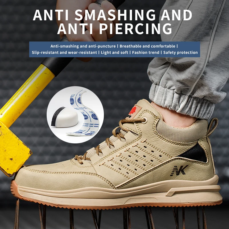 Мужская защитная обувь Сапоги Рабочие кроссовки Неразрушимая зимняя со стальным