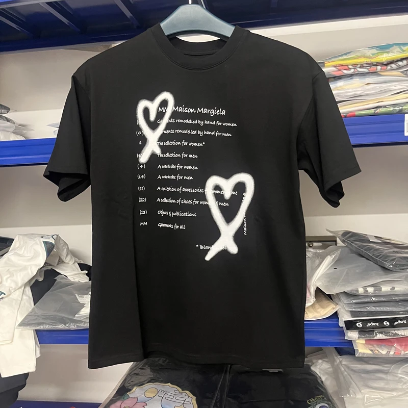 

23ss Summer New Mm6 Margiela T-shirt Daily Casual Harajuku Love Print Short Sleeve High Quality Breathable Cotton Couple Top Tee