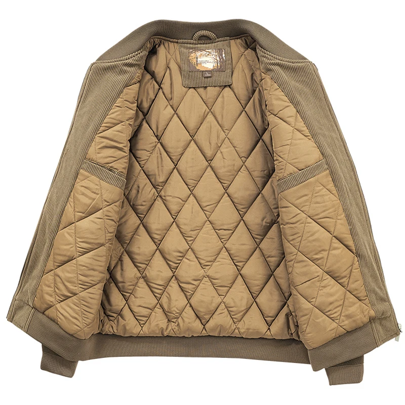 2022 Men Winter Military Motorcycle Bomber Jacket Thick Retro Corduroy Warm Streetwear Business denim Parkas Coats Male Clothes