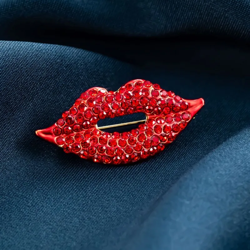 

Роскошный дизайн сексуальная соблазнительная красная брошь для губ и груди модные аксессуары для одежды Женская Брошь для груди булавки дл...