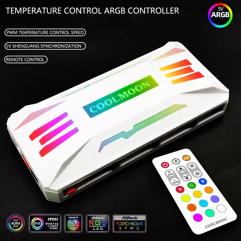 

NEW2023 P-ARGB Controller 4-Pin PWM Temperature Control 5V 3-Pin Synchronization Wireless Remote Control Chassis Fan Hub