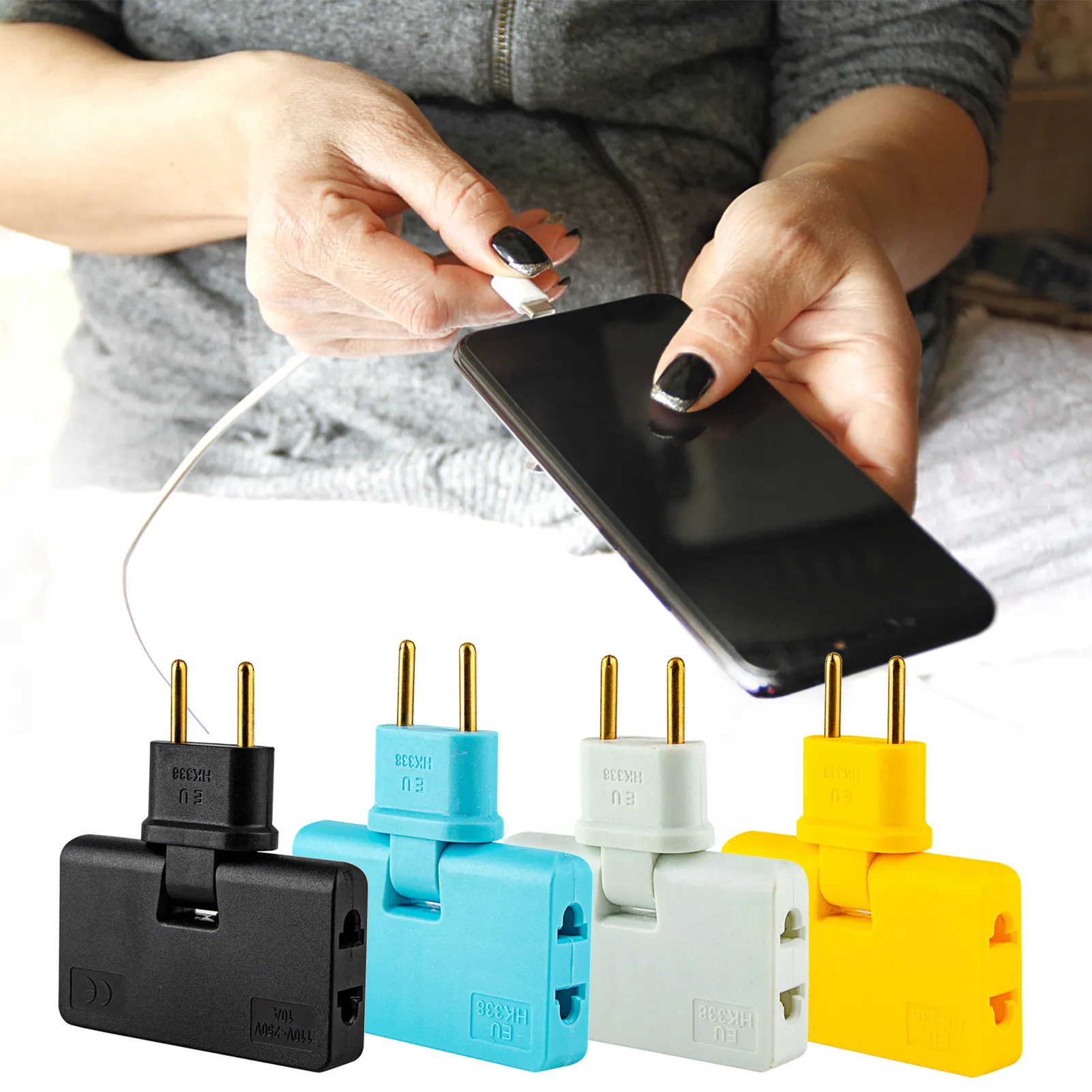 

Rotate Plug EU Converter 3 In 1 Outlet Extender 180 Degree Rotatable Extension Plug Household Mini Slim Wireless Outlet Adapter