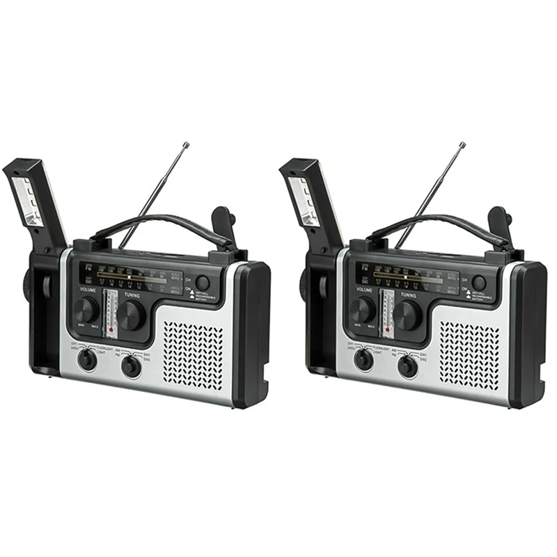

2X многофункциональное портативное солнечное радио, FM / AM радио, встроенный динамик, поддержка, светодиодный аварийный фонарик, настольная л...