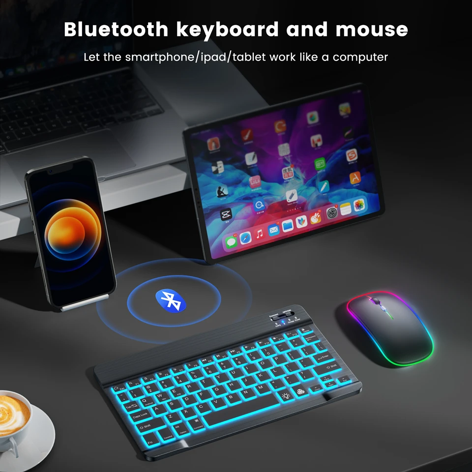 Беспроводная Bluetooth-клавиатура с RGB-подсветкой для Ipad телефона планшета |