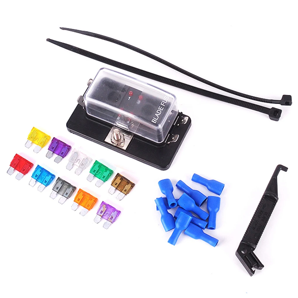 

Universal Car Dustproof 4-way 32V 100A Fuse Block Fog Light Power Distribution Panel Board Fuses Holder Case with Cover