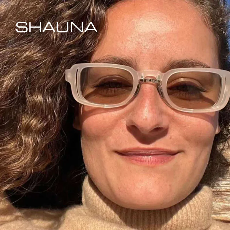 

SHAUNA Anti-Blue Light Retro Small Rectangle Glasses Frame Fashion Sunglasses Shades UV400