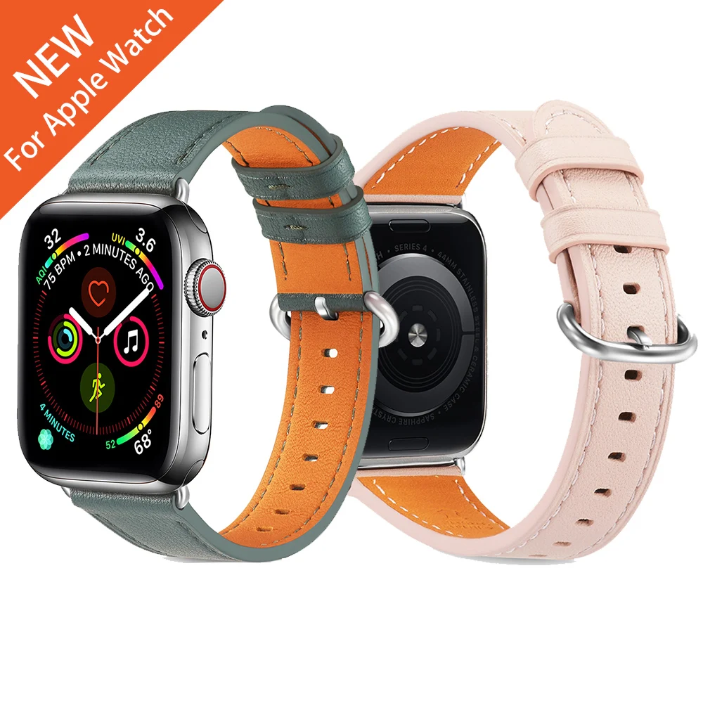 

Ремешок кожаный для Apple Watch Band, Круглый часовой браслет для IWatch Series 6 5 4 3 2 SE 38 мм 42 мм