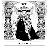 Tarot Card Tapestry Justice Vintage Black And White Design Wall Hanging Art Home Decor For Living Room Bedroom