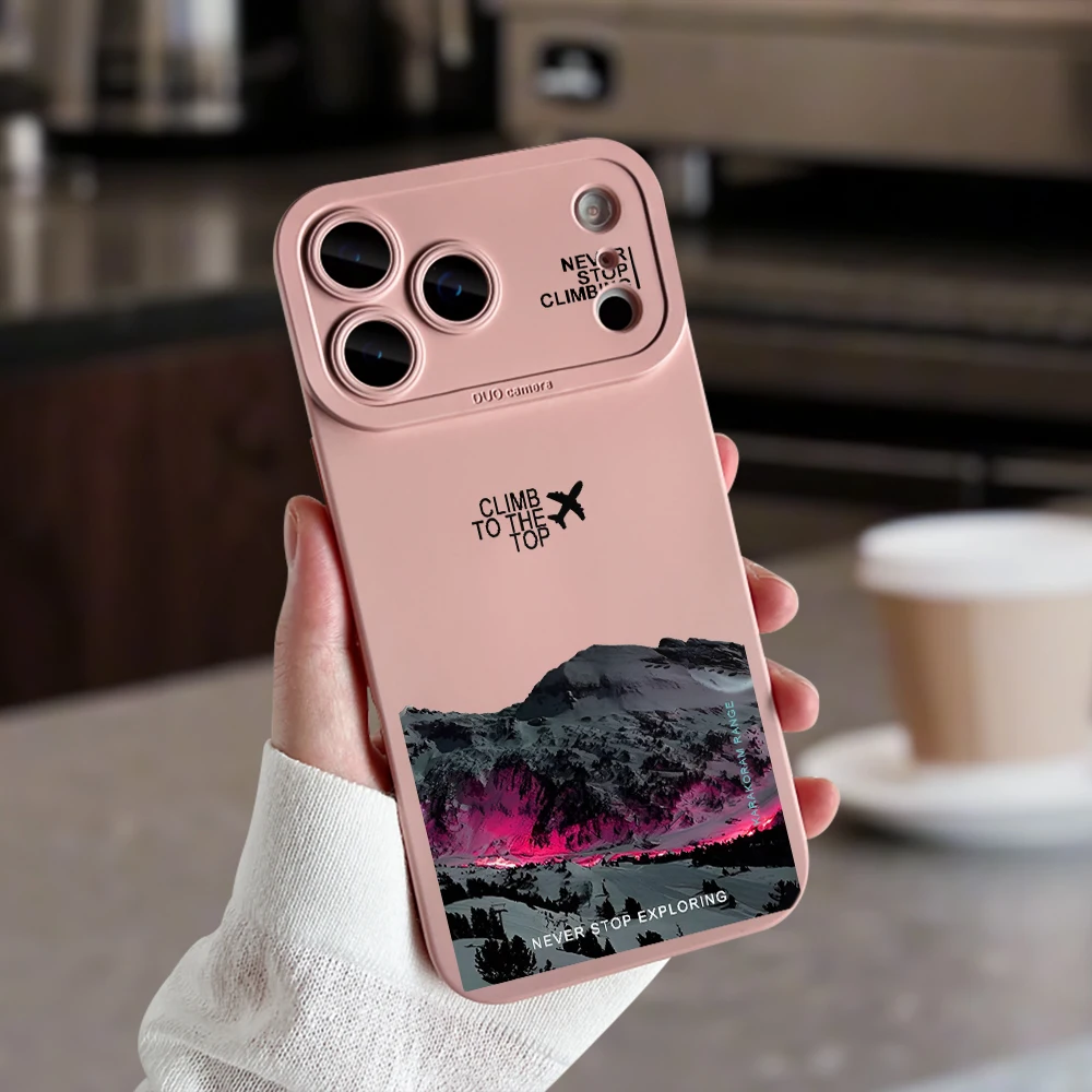 Чехол для телефона с дизайном «Розовый закат на горах» для iPhone 17 16 15 14 13 12 11 Pro Max XS XR X 7 8 Plus, мягкий чехол из ТПУ (art.: 3920d9643772e) - 3920d9643772e