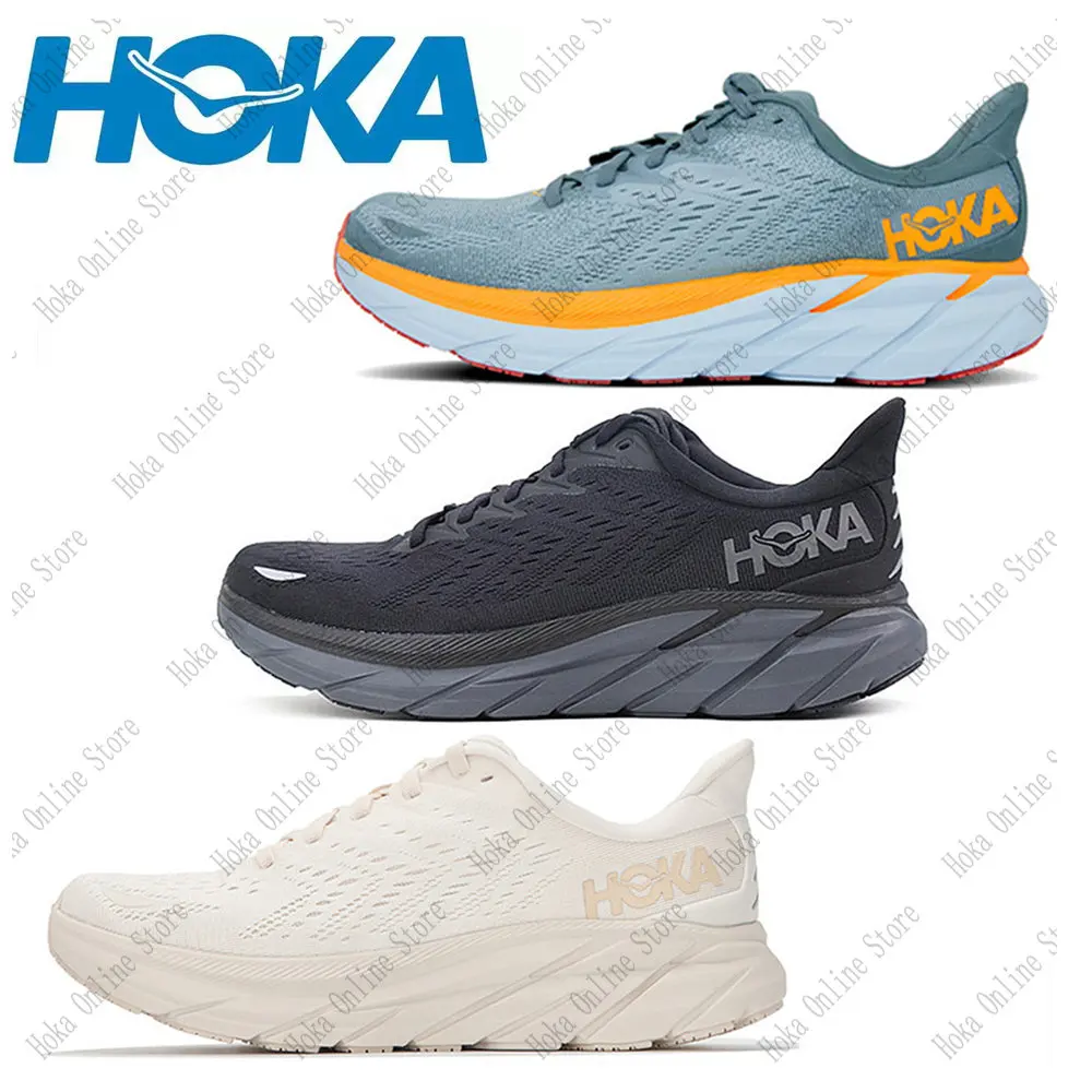 HOKA Clifton 8 Men Cushioning Running Shoes Unisex Breathable Durable Casual Outdoor Marathon Light Road Sneakers Women