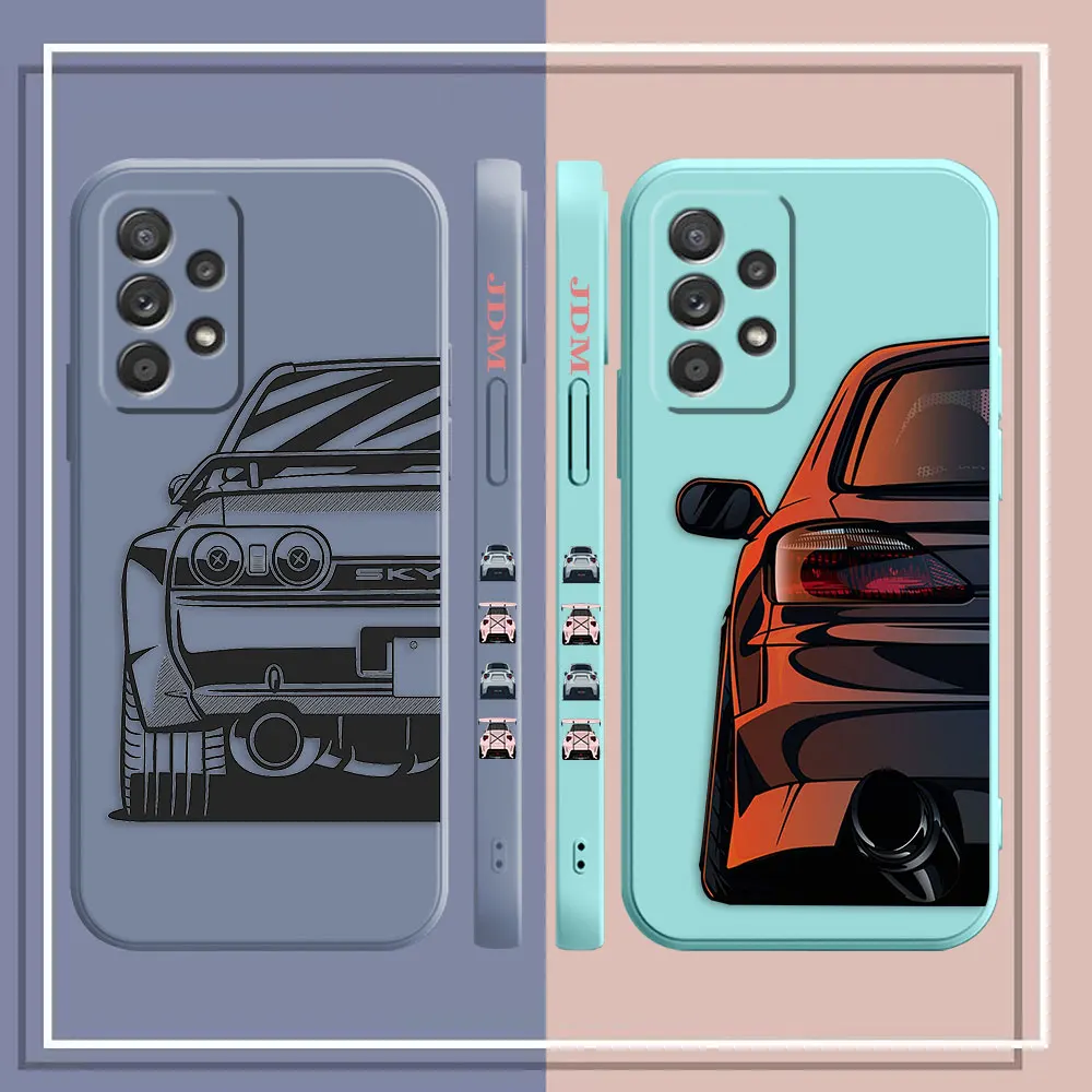 Case For Samsung Galaxy A91 A14 A73 A72 A71 A53 A52 A51 A42 A33 A32 A22 A21S A13 A12 A715F A22S 4G 5G Case Cartoon JDM Drift Car