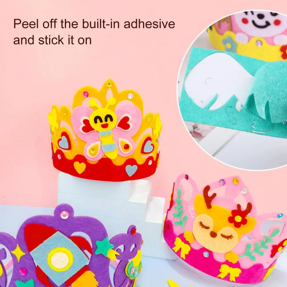 

Bright Fabric Crown Fun Diy Birthday Crown Kits for Kids Non-woven Headwear Party Decorations Bulk for Classroom for Secure