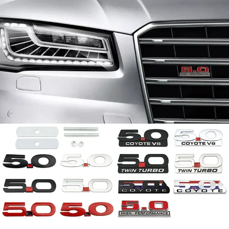 Металлический логотип 5 0 значок на переднюю решетку автомобиля наклейка