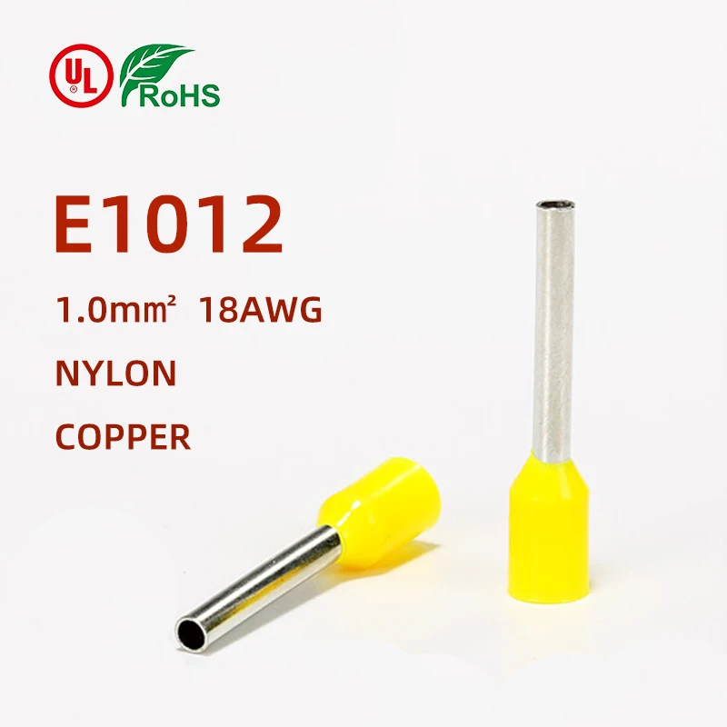

100pPcs E1012 Cable Wire Connector, Electrical Tube Crimping Terminals Insulated Ferrules, Crimp Sleeve Terminal 1.0mm² Wire