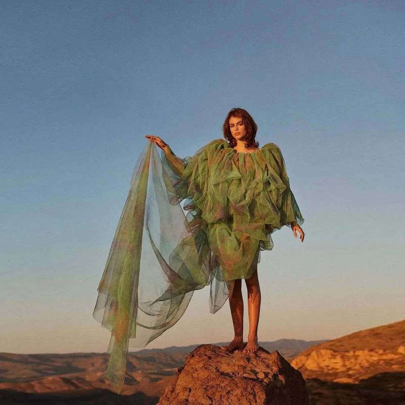 

Forest Green Girls Dresses Tulle Sleeve vestidos de festa Lush Draped Prom Gowns High Fashion 2023 Spring Puffy Tutu Dress