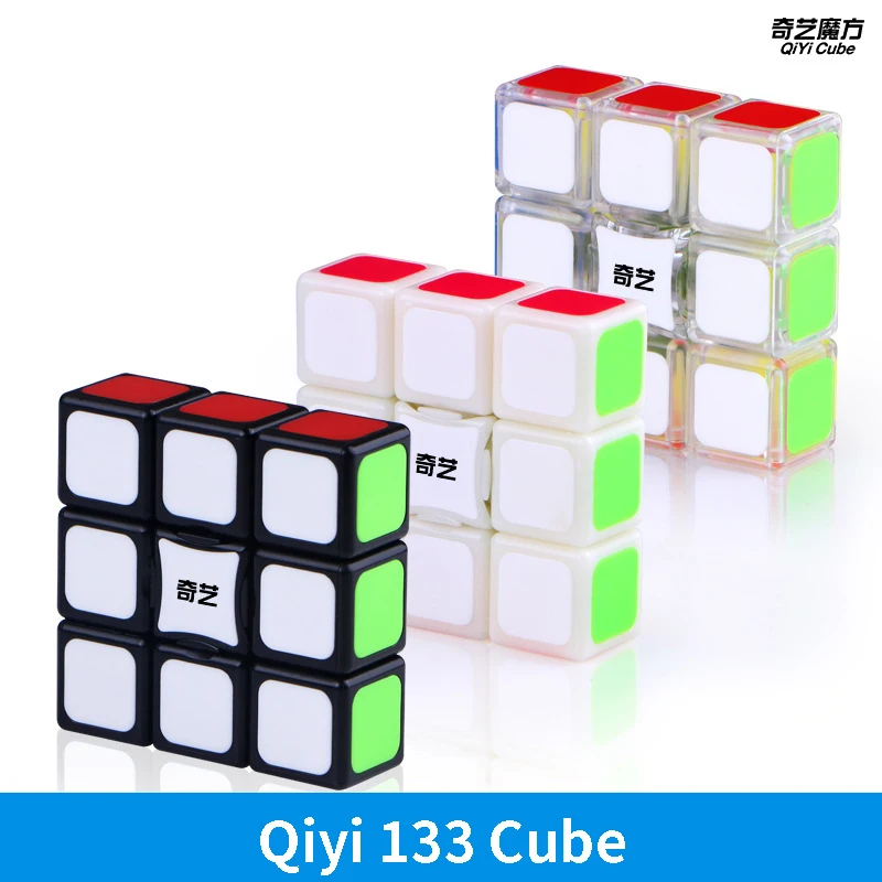 Прозрачный магический куб Qiyi 1x3x3 133 черный скоростной пазл 3x3x1 Обучающие игрушки