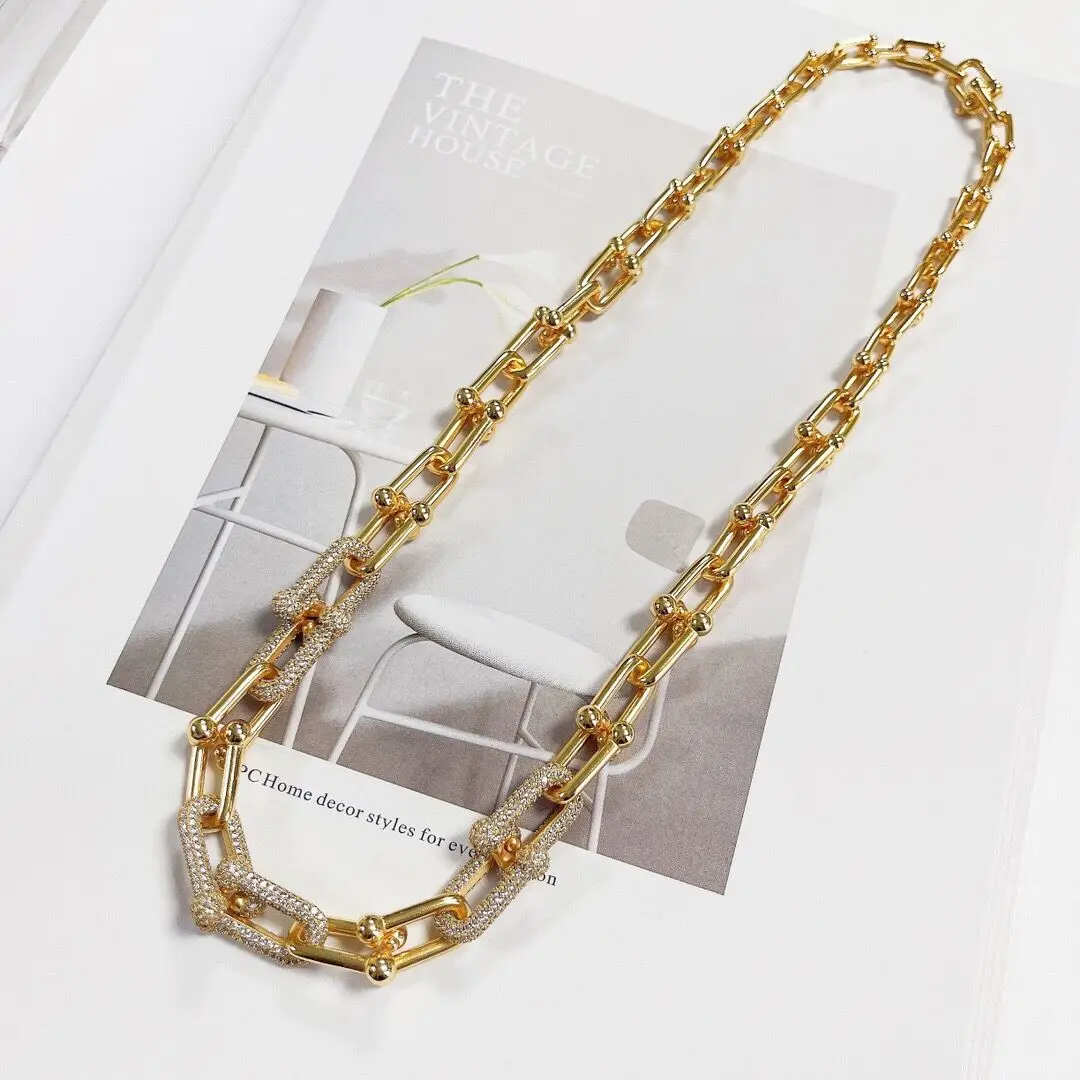 

Classic Necklace Sweater Chain U shape S925 Sterling Silver Inlaid Zircon Fashion Elegant Wedding Accessories