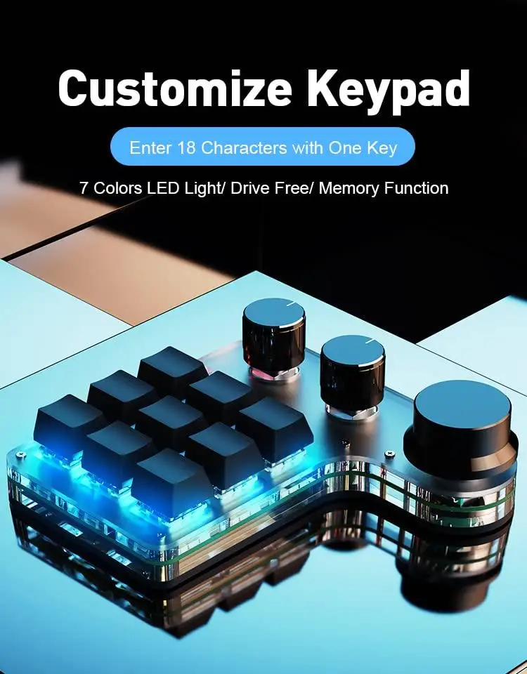 

New USB Custom Programming Macro 3 Knob Keyboard RGB Copy Paste Photoshop Gaming Mini keyboard Mechanical Hot Swap Macropad