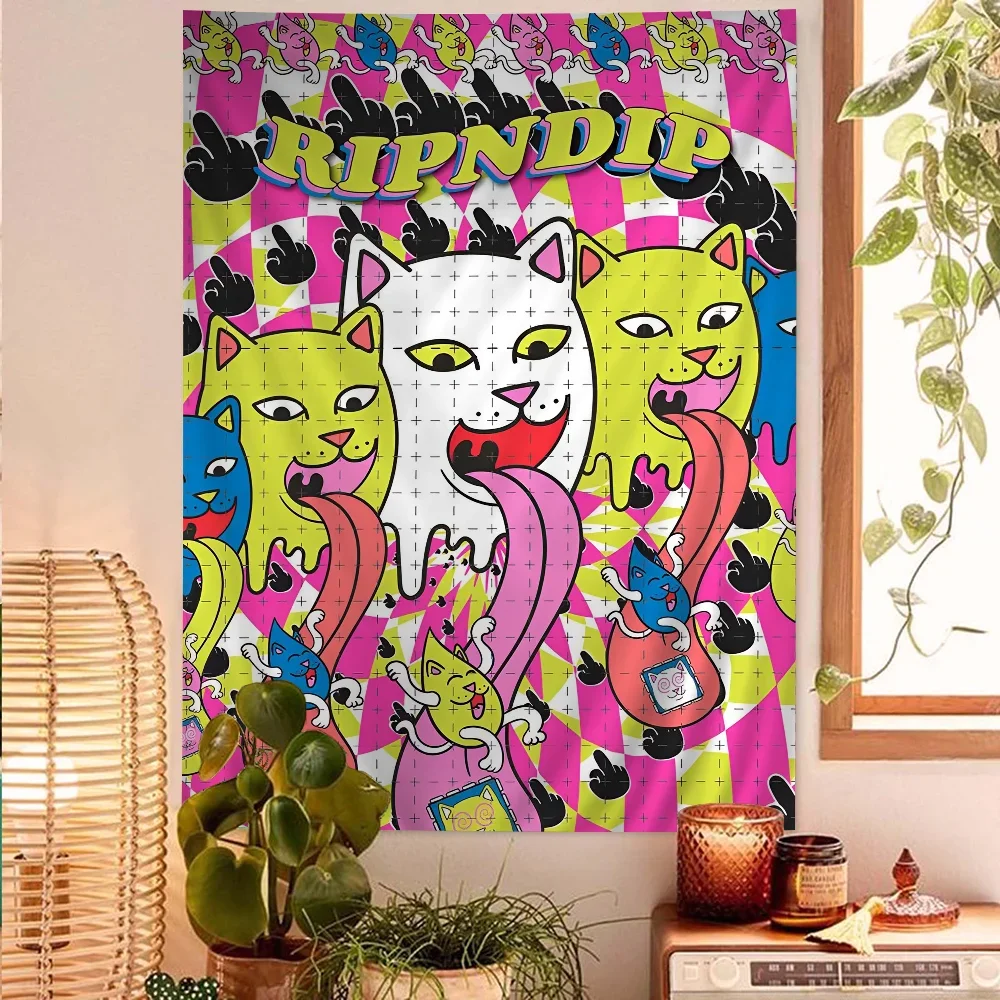 Милый кот-RIPNDIPS Гобелен С Дизайном Пальцев Художественный Научно-фантастический