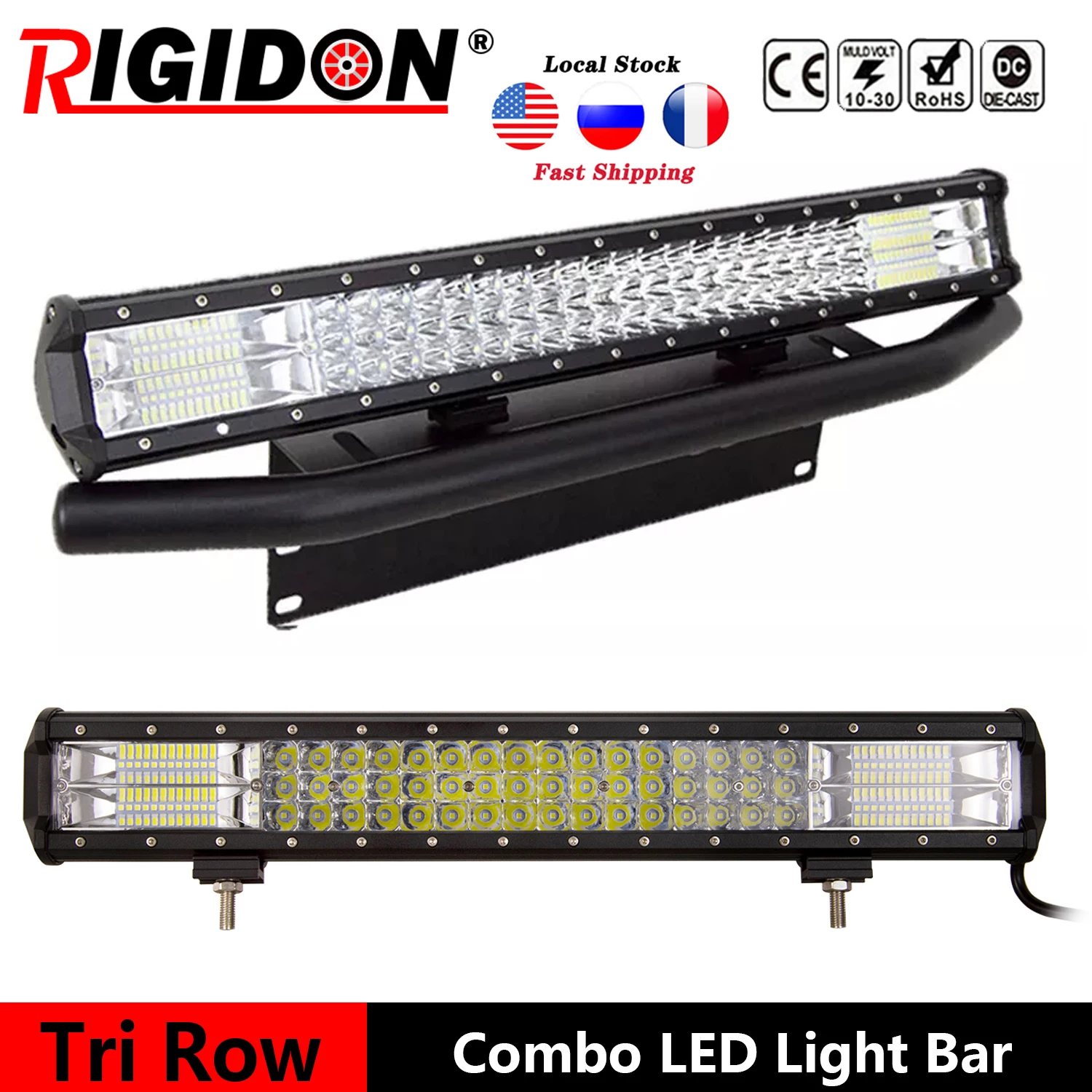 

RIGIDON 7D Tri-Row 12/15/17/20/23inch Led Light Bar+23inch Mounting Bracket Flood Spot Combo Beam for Offroad Boat Truck SUV 4WD