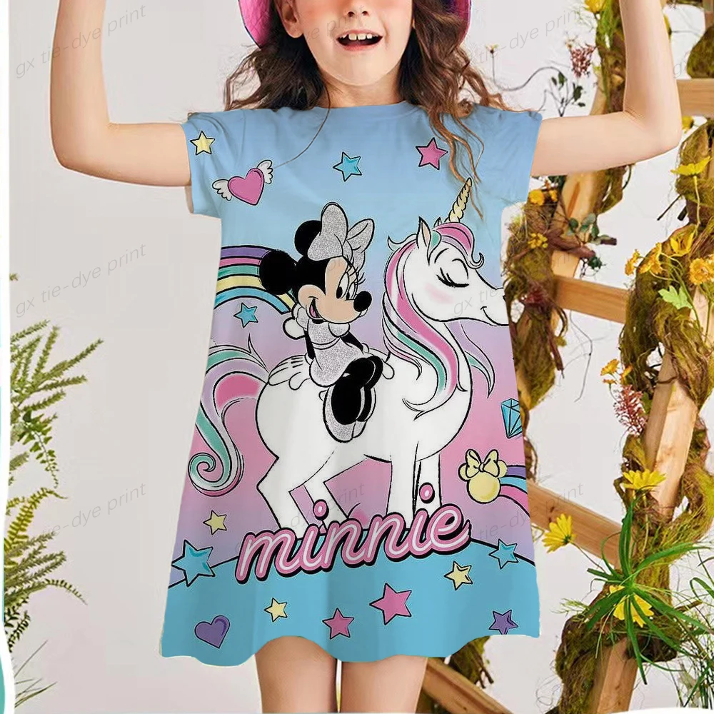 

Детское платье с принтом Минни Микки Маус, повседневные платья для девочек, платье принцессы с коротким рукавом для свадьбы, вечеринки с еди...